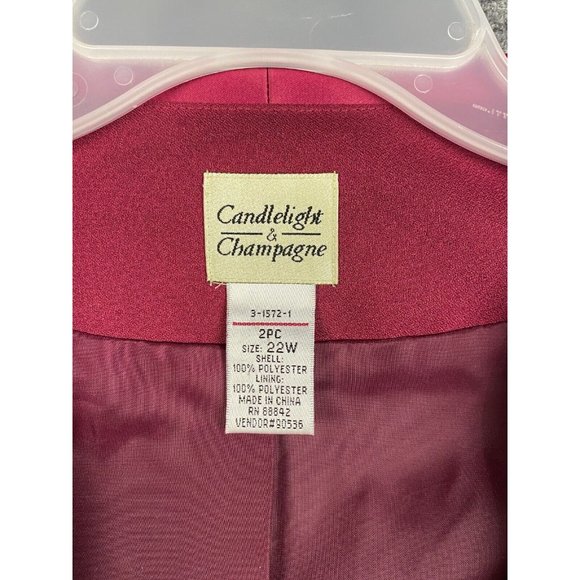 Candlelight & Champagne Blazer Women's 22W 100% Polyester Burgundy Adults - Picture 3 of 7